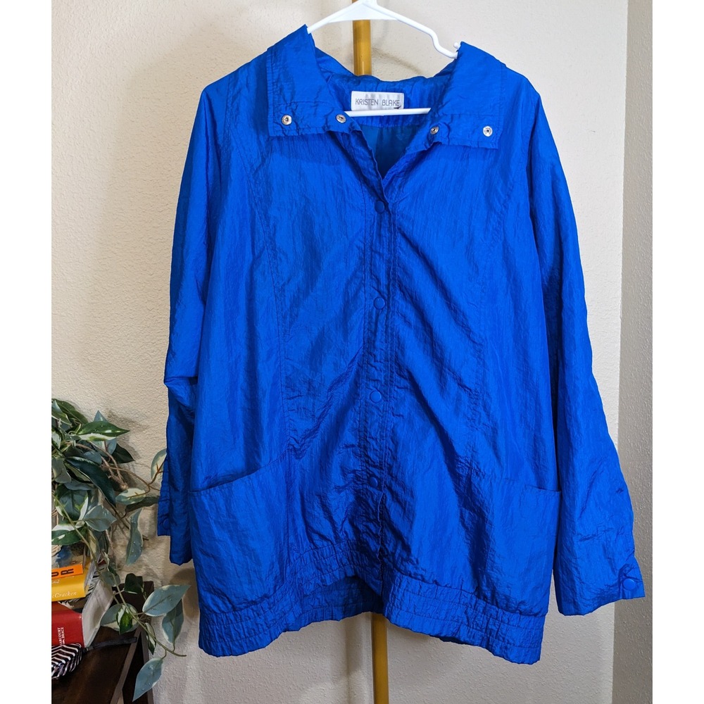 Vintage Kristen Blake 90s Cobalt Blue Windbreaker Parachute Jacket